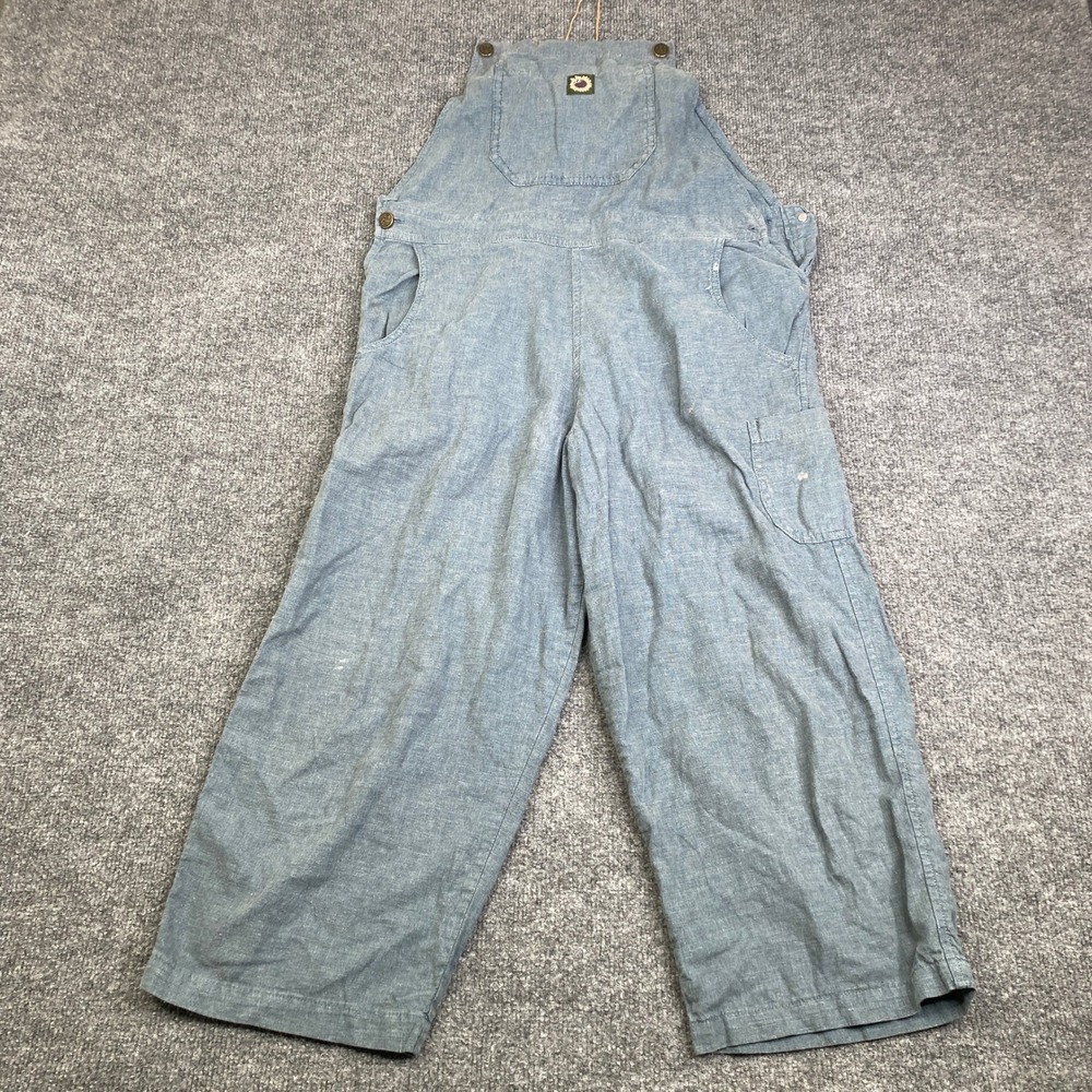 Garden Gear Womens Blue Chambray Wide Leg Overalls Crop Gardening Size Small